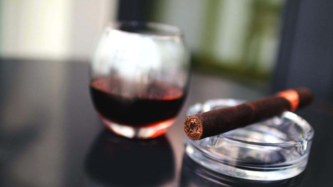 Cigarette and wine